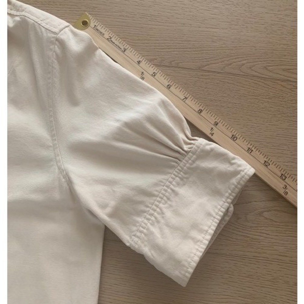 Lilla P Cream Canvas Button Down Shirt Dress‎ Puff Sleeve Mini PA2290 Size L - Picture 5 of 9